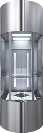 स्टेनलेस स्टील और ग्लास होटल लिफ्ट